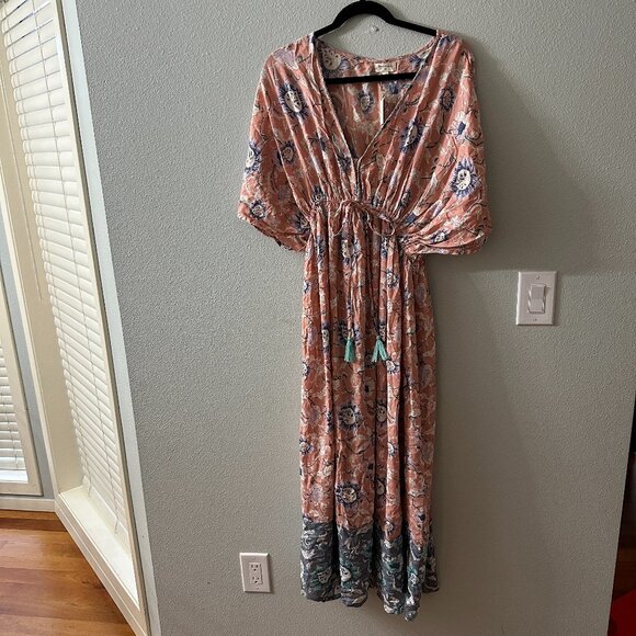 NWT World Market Maxi Dress Small Medium S/M Bohemian Peasant - Picture 1 of 5